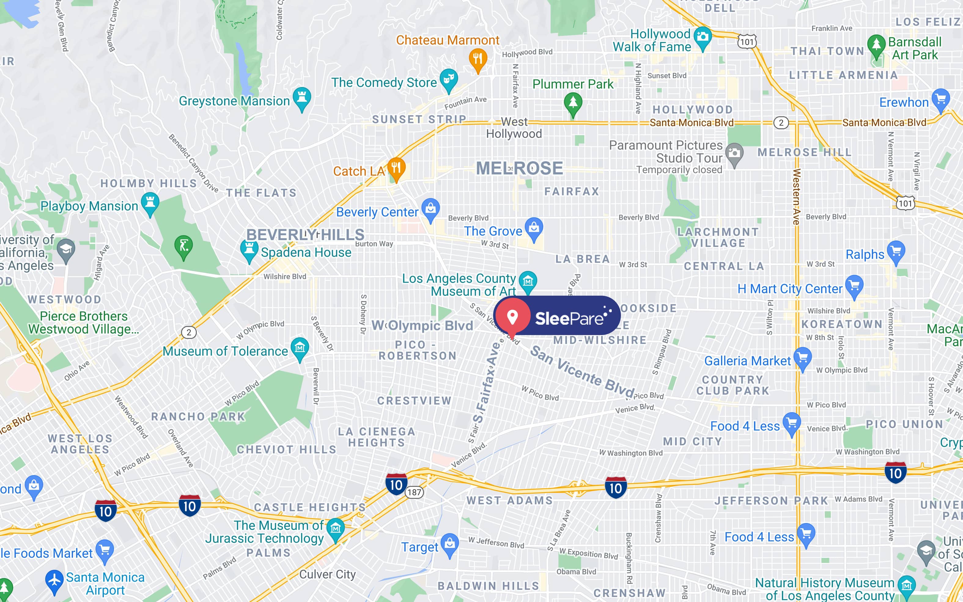 SleePare Showroom Los Angeles Map