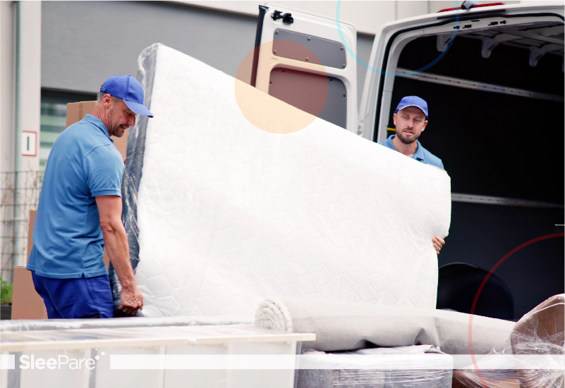 White glove delivery team near vehicle