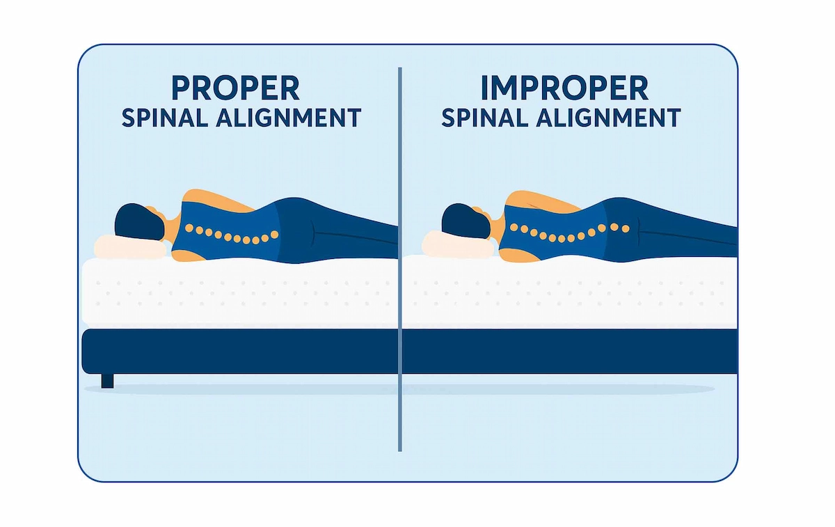 Side-by-side comparison showing proper vs improper spinal alignment